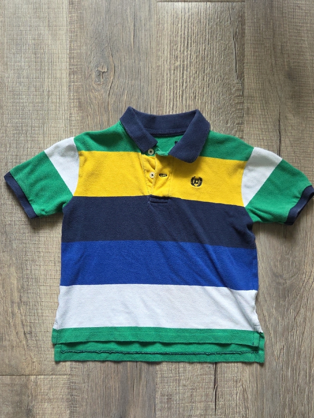 Kids Multicolor Striped Polo Shirt - Green, Yellow, Blue
